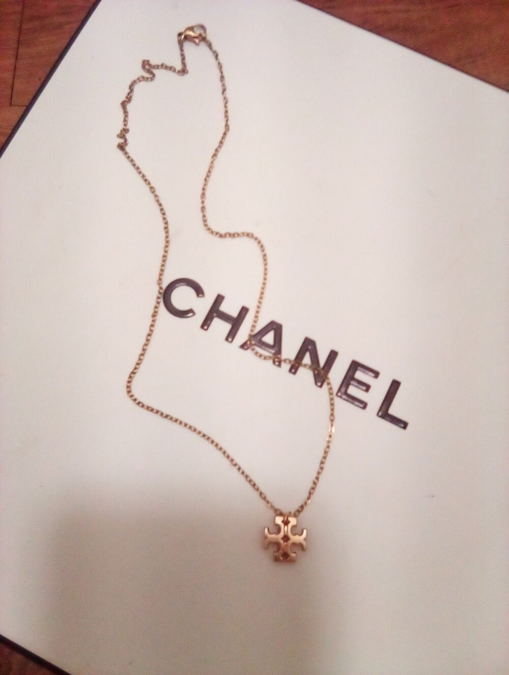 Tory Burch Logo Gold Cross Pendant Necklace